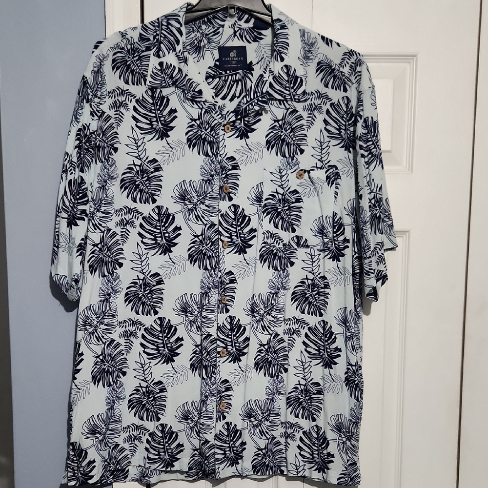 Caribbean Joe Men's Blue Floral Shirt